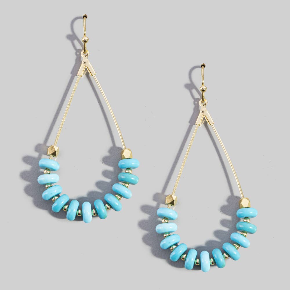 Genuine Stone Chip Triangle Wire Drop Earrings
