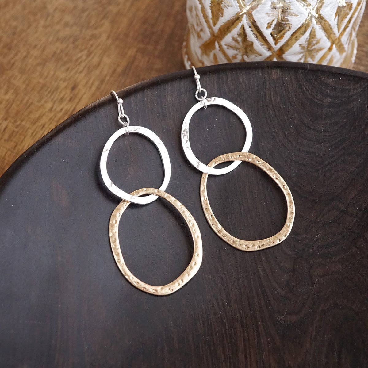 Two-Tone Boho Hoop Earrings
