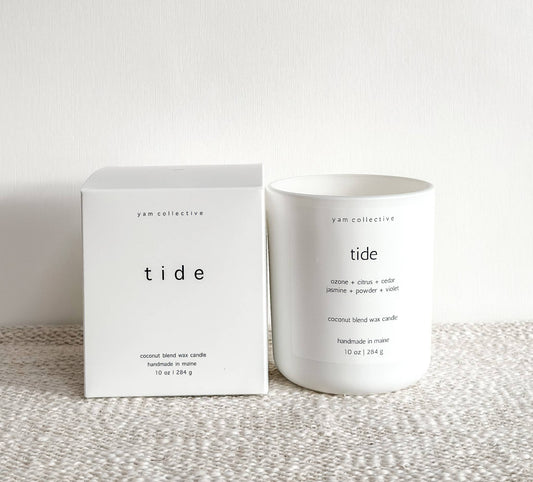 Tide - 10 oz Cedar + Jasmine Matte White Glass Candle
