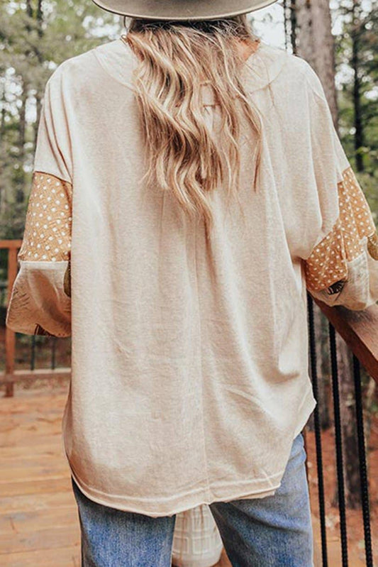Patchwork Puff Sleeve Blouse