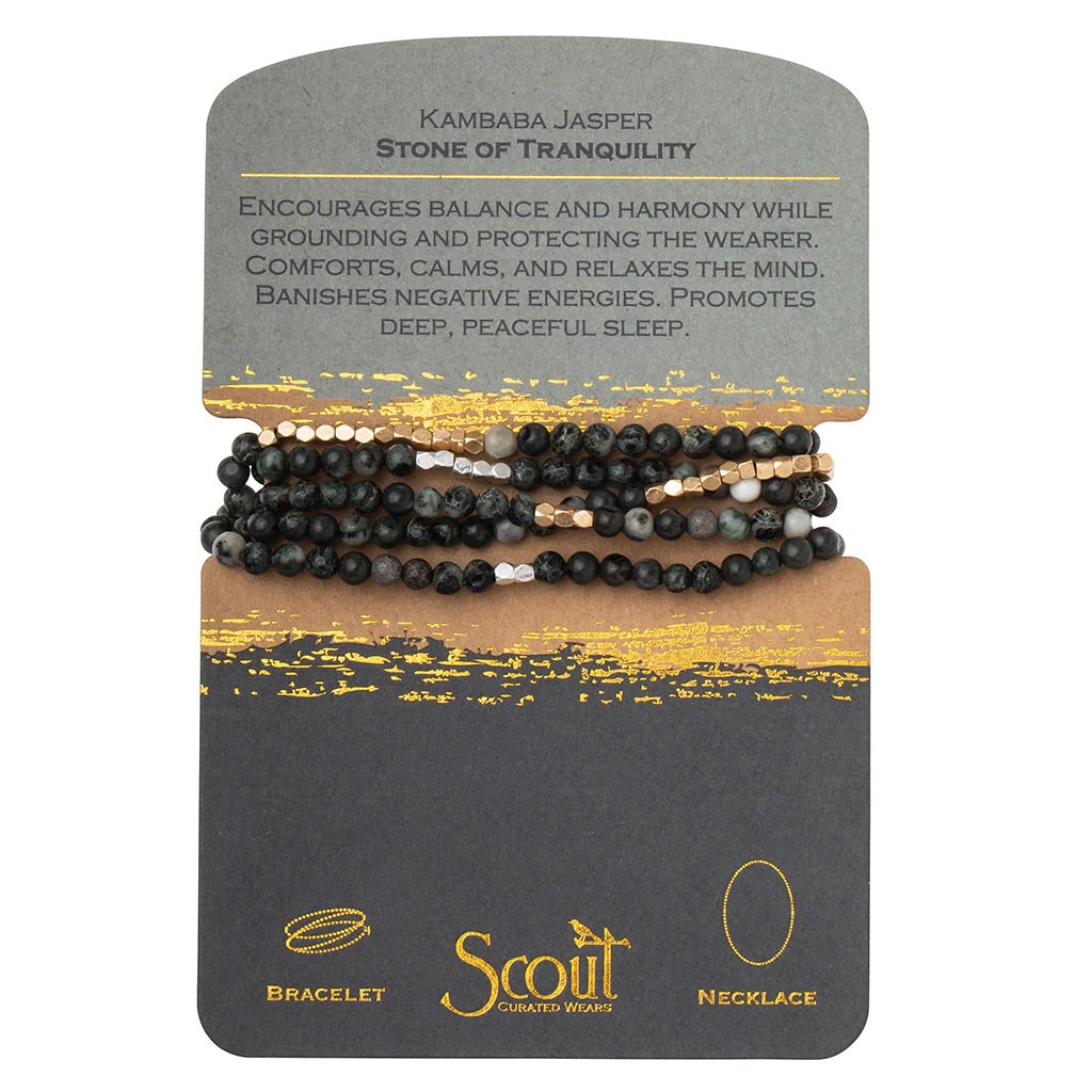 Stone Wrap Bracelet/Necklace - Kambaba Jasper