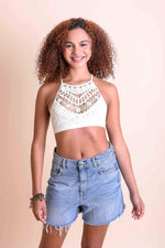 High Neck Crochet Top