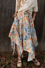 Beachy Floral Midi Skirt