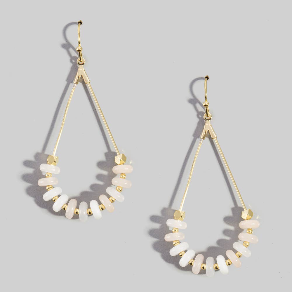 Genuine Stone Chip Triangle Wire Drop Earrings