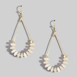 Genuine Stone Chip Triangle Wire Drop Earrings