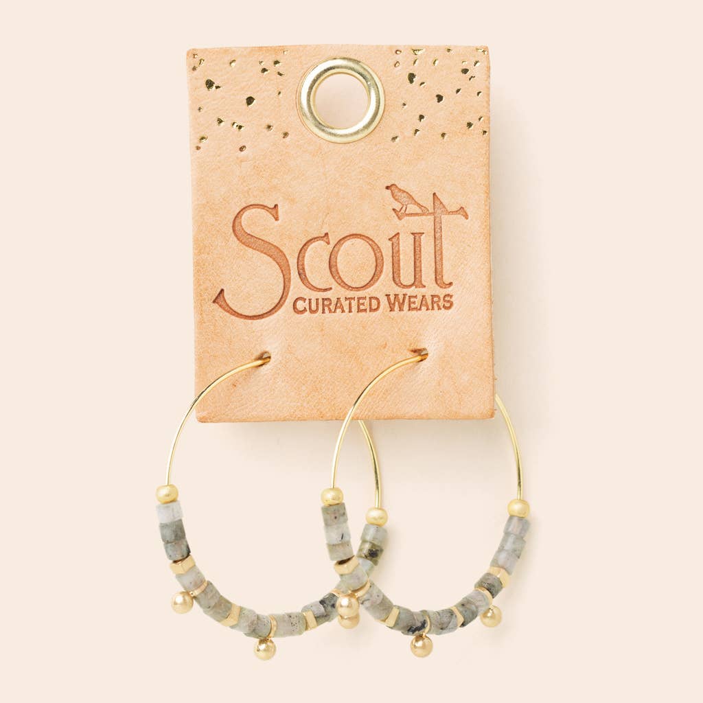Stone Disc Hoop Earring