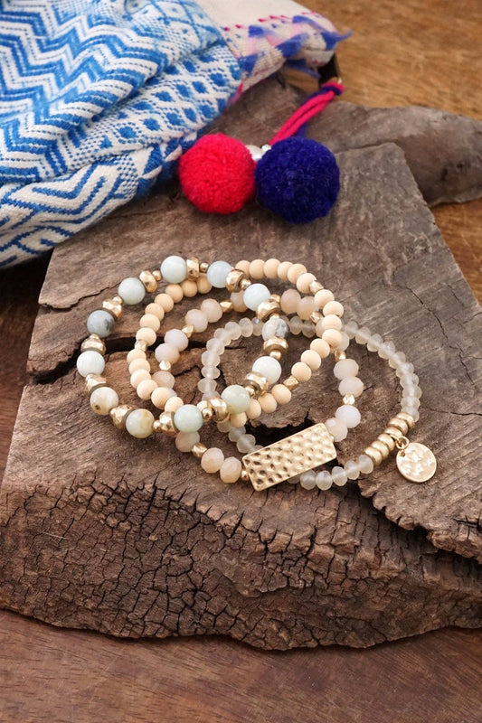 Amazonite Gold & Beaded Stack