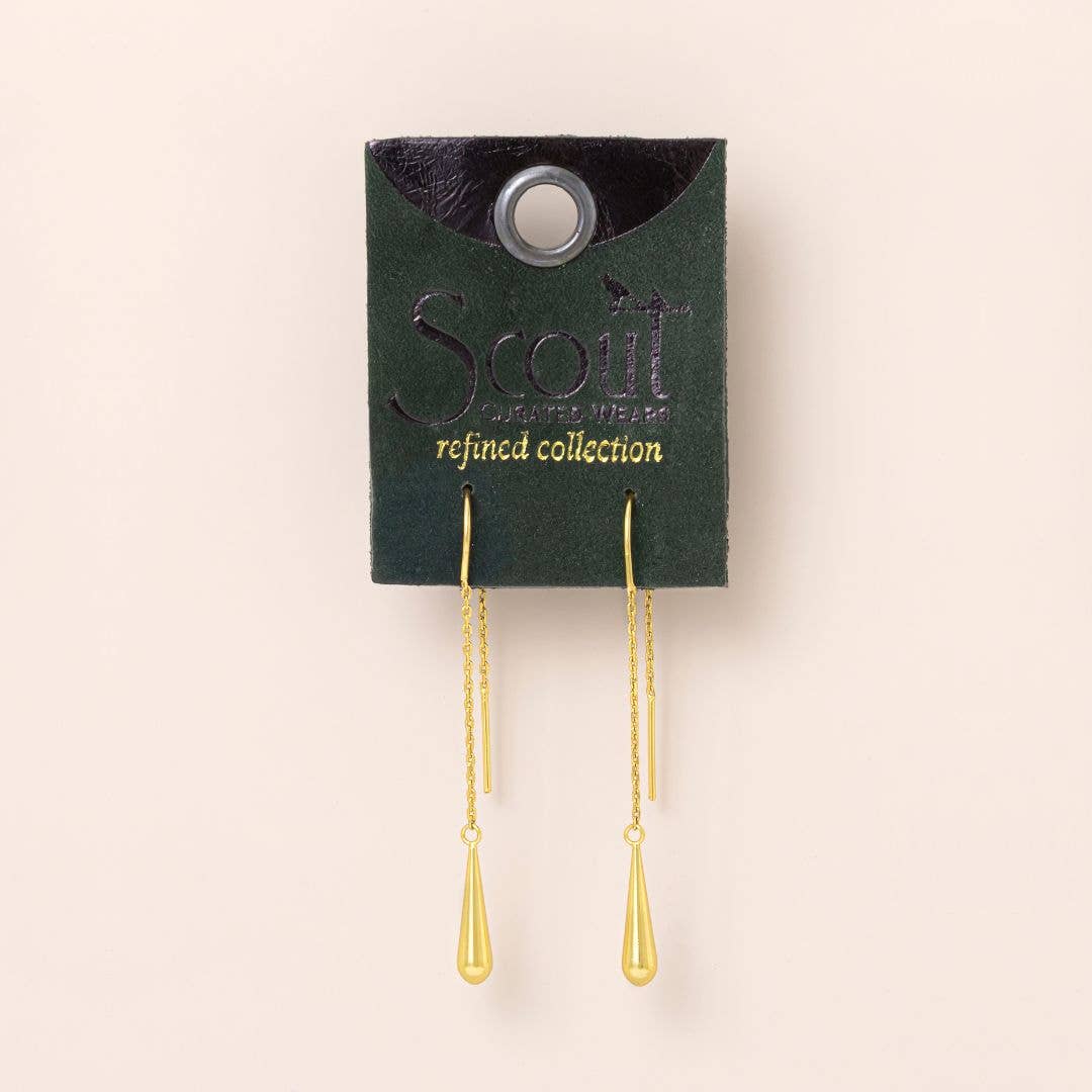 Refined Earring - Teardrop Threader/Gold