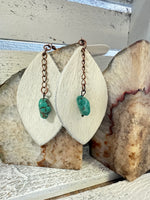 Leather Oval w/ Turquoise Drop in Light Hair-on-Hide