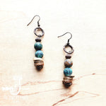 Frosted African Turquoise and Wood Earrings