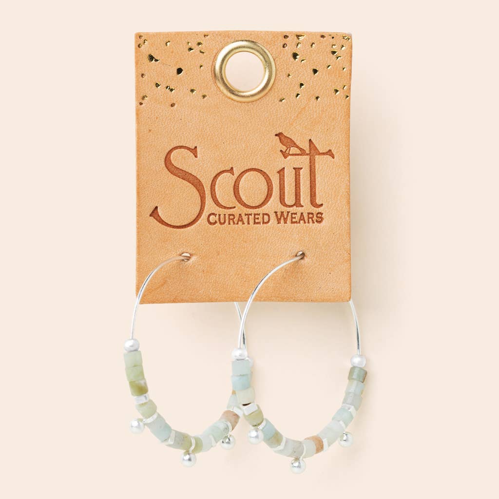 Stone Disc Hoop Earring