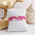 Mini Sideways Cross Bracelet stack Glass and gold metal beads