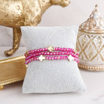 Mini Sideways Cross Bracelet stack Glass and gold metal beads