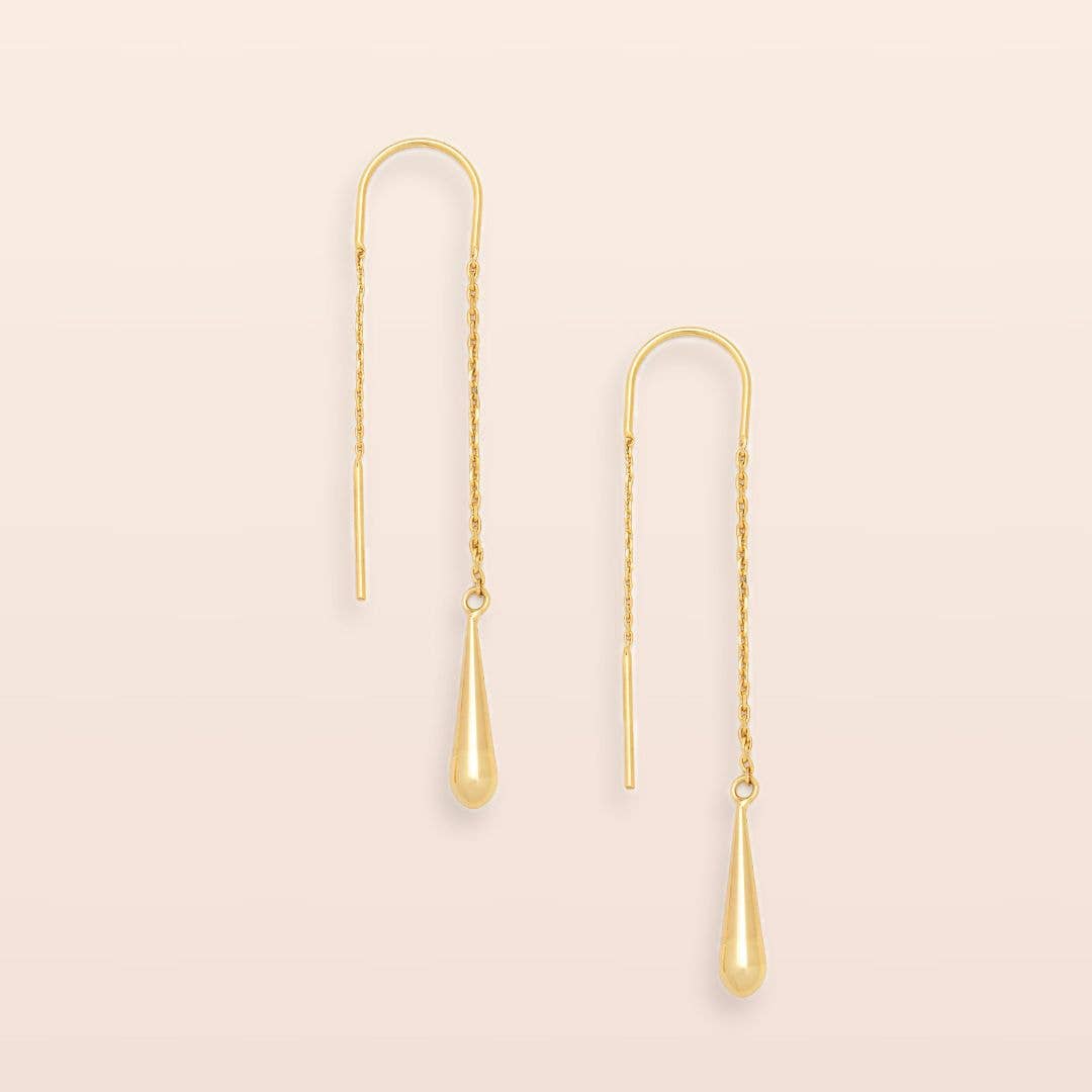 Refined Earring - Teardrop Threader/Gold