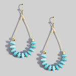 Genuine Stone Chip Triangle Wire Drop Earrings