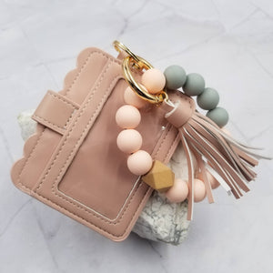 Silicone Bead Keychain + Card Holder