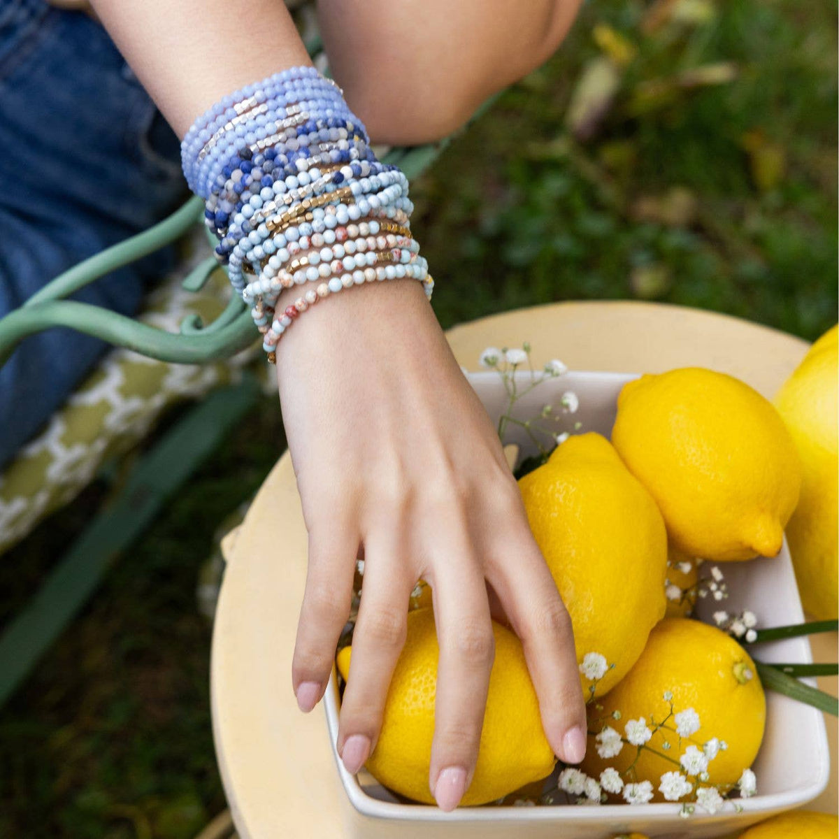 Stone Wrap Bracelet/Necklace - Agalmatolite/Silver/Gold