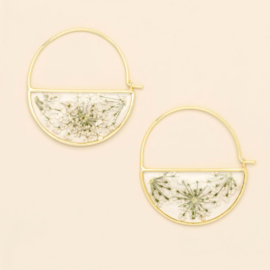 Pressed Flower Hoop Earring