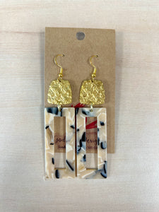 Gold Natural Rectangular Earrings