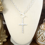 Divine Simplicity – Hammered Cross Front Toggle Necklace