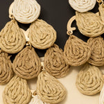 Straw Weave Teardrop Chandelier Dangle Earrings