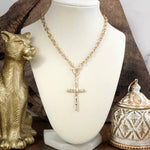 Divine Simplicity – Hammered Cross Front Toggle Necklace