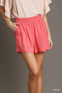 Scalloped Linen Shorts