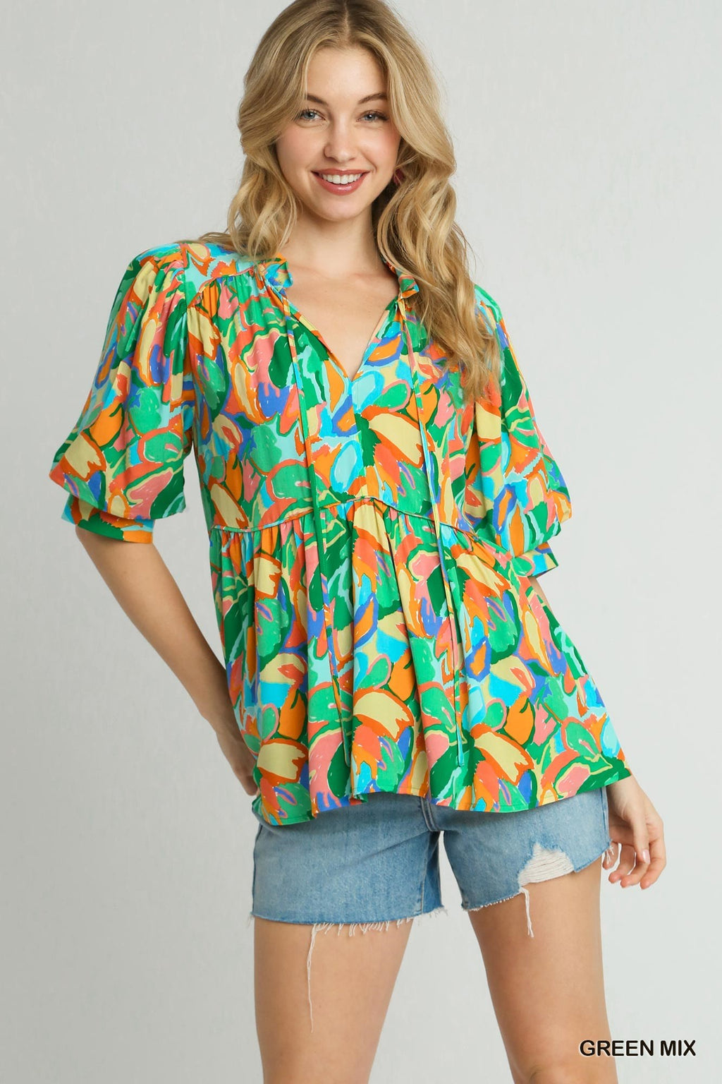 Abstract Baby Doll Top
