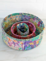 Mini Collapsible Storage Bins, Set of 3 - Taupe Watercolor Patchwork