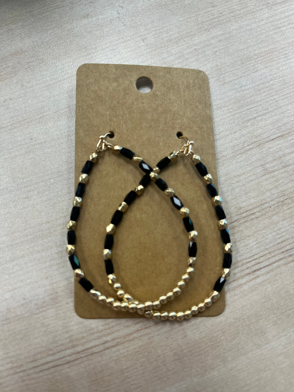 Black and Gold Teardrop Earrings
