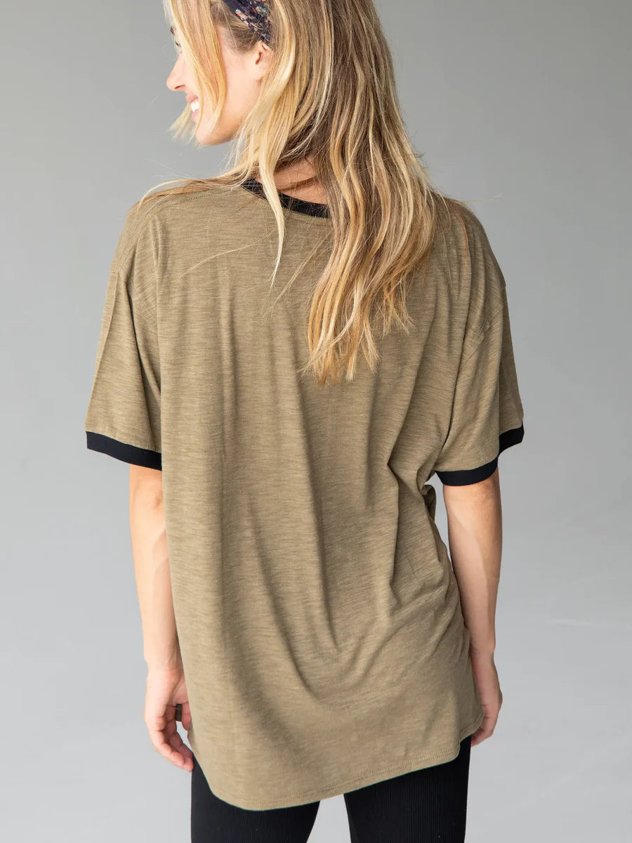 Ringer Oversized Tee Shirt - Wander