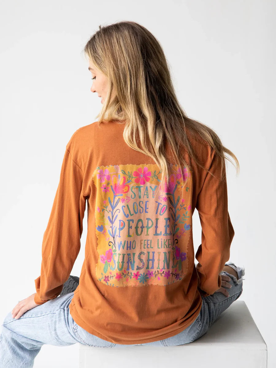 Long Sleeve Cotton Comfy Tee Shirt- Stay Close