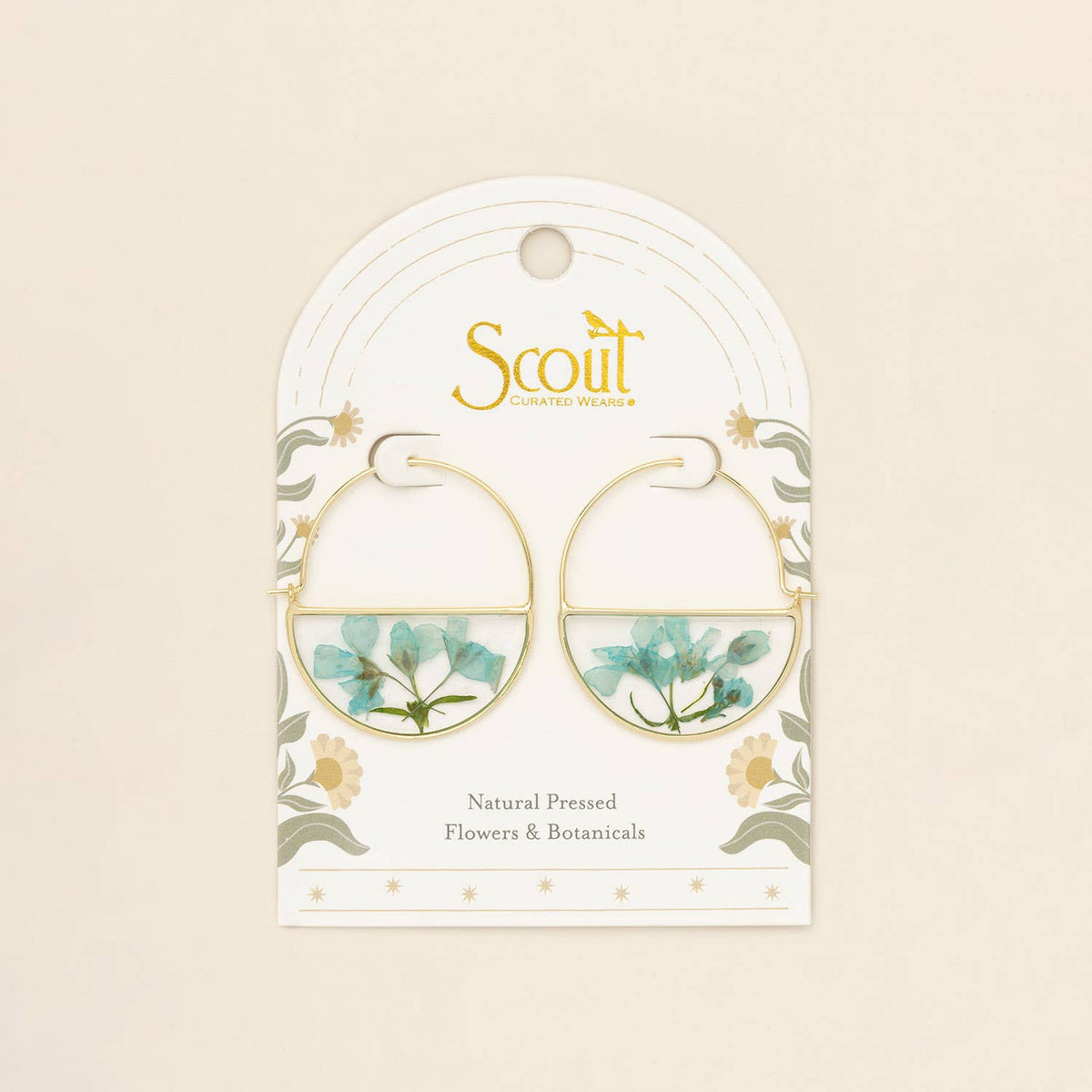 Pressed Flower Hoop Earring