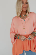 Everyday Sunset V Neck Top - Tangerine