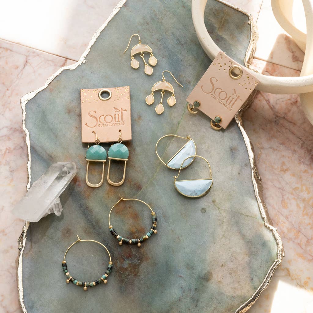 Stone Disc Hoop Earring