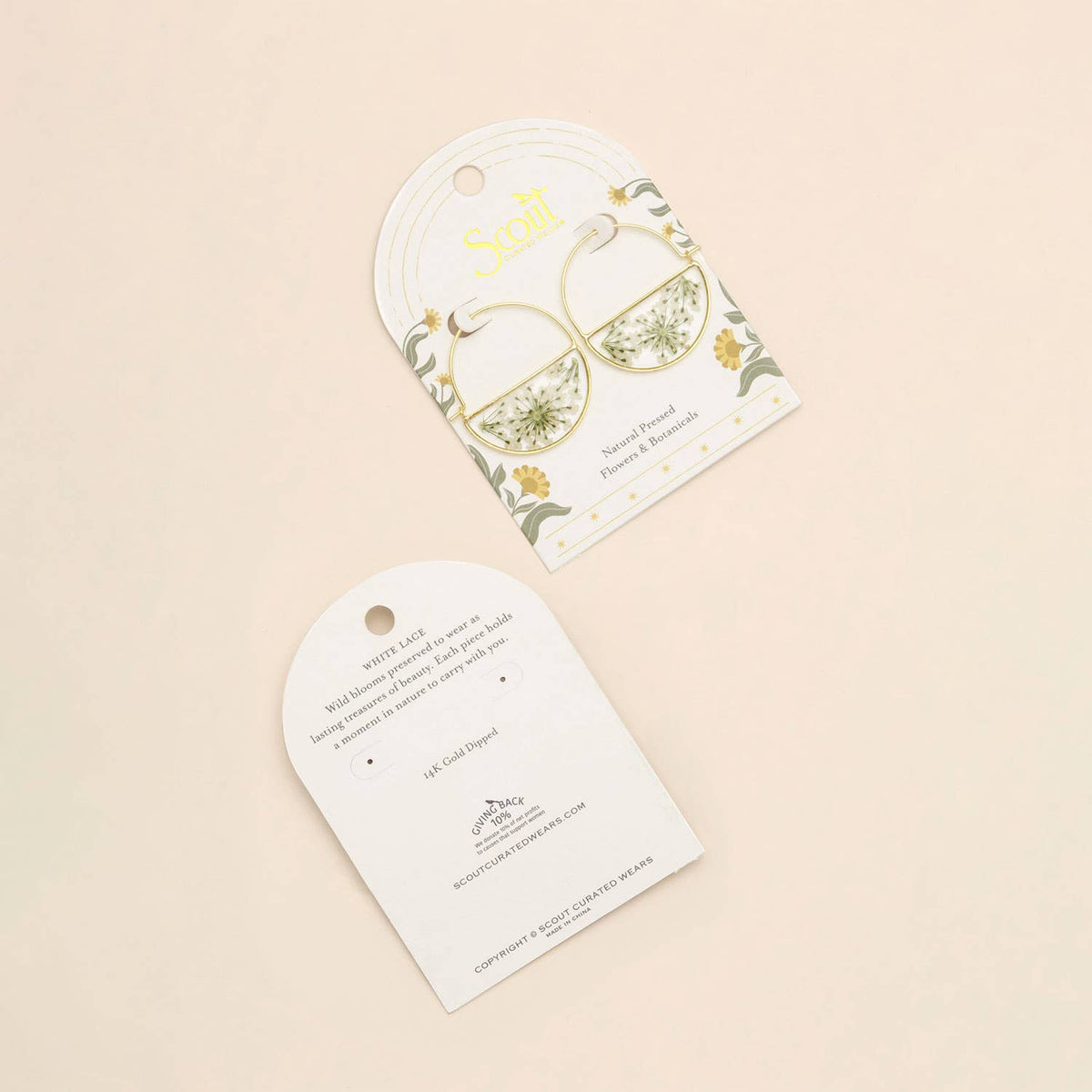 Pressed Flower Hoop Earring