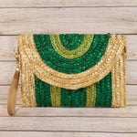 Three Tone Straw Clutch Bag
