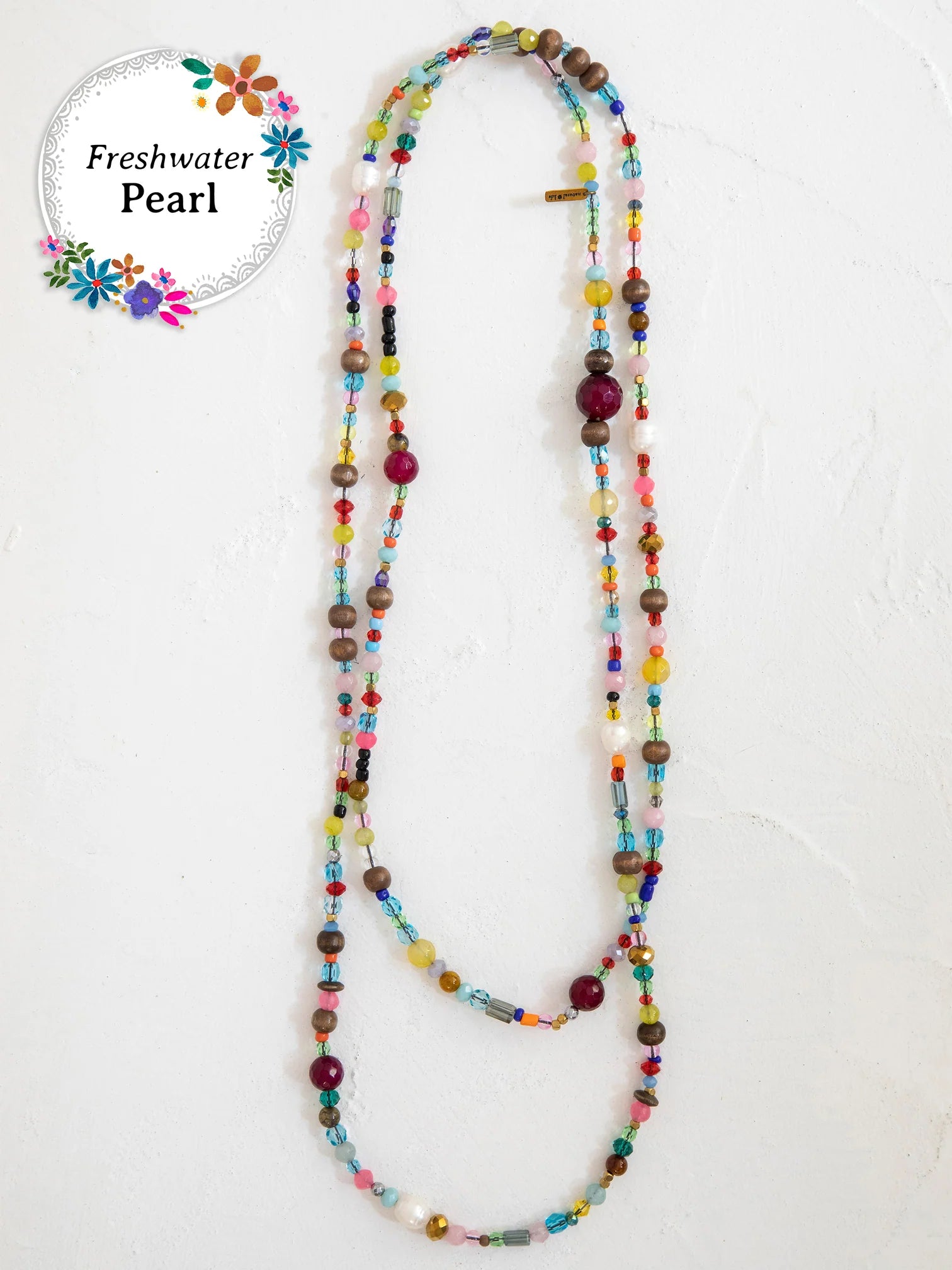 Boho Glass & Pearl Beaded Necklace