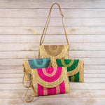 Three Tone Straw Clutch Bag
