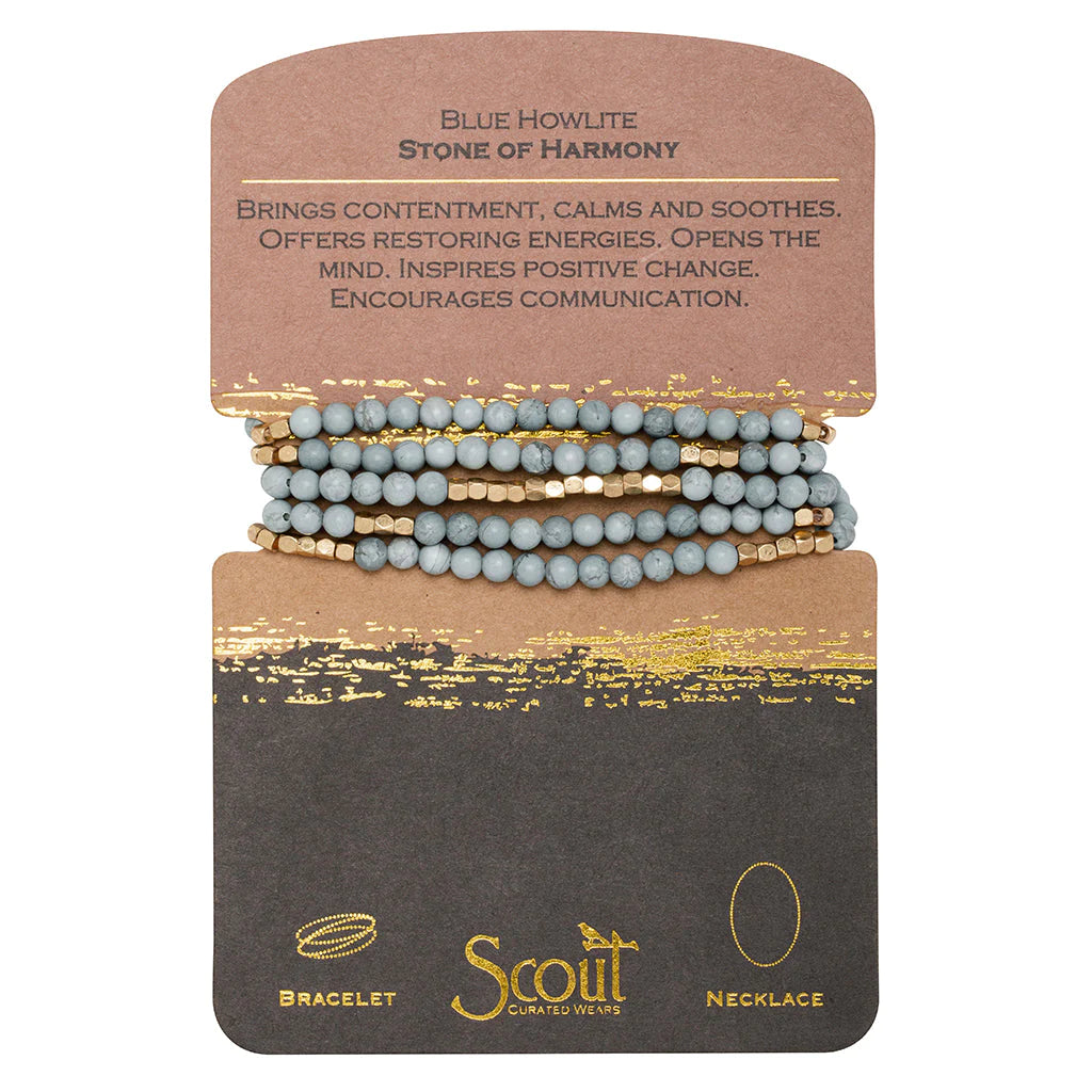 Stone Wrap Bracelet/Necklace - Blue Howlite