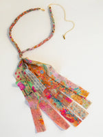 Braided Bandana Necklace - Pink Floral Patchwork