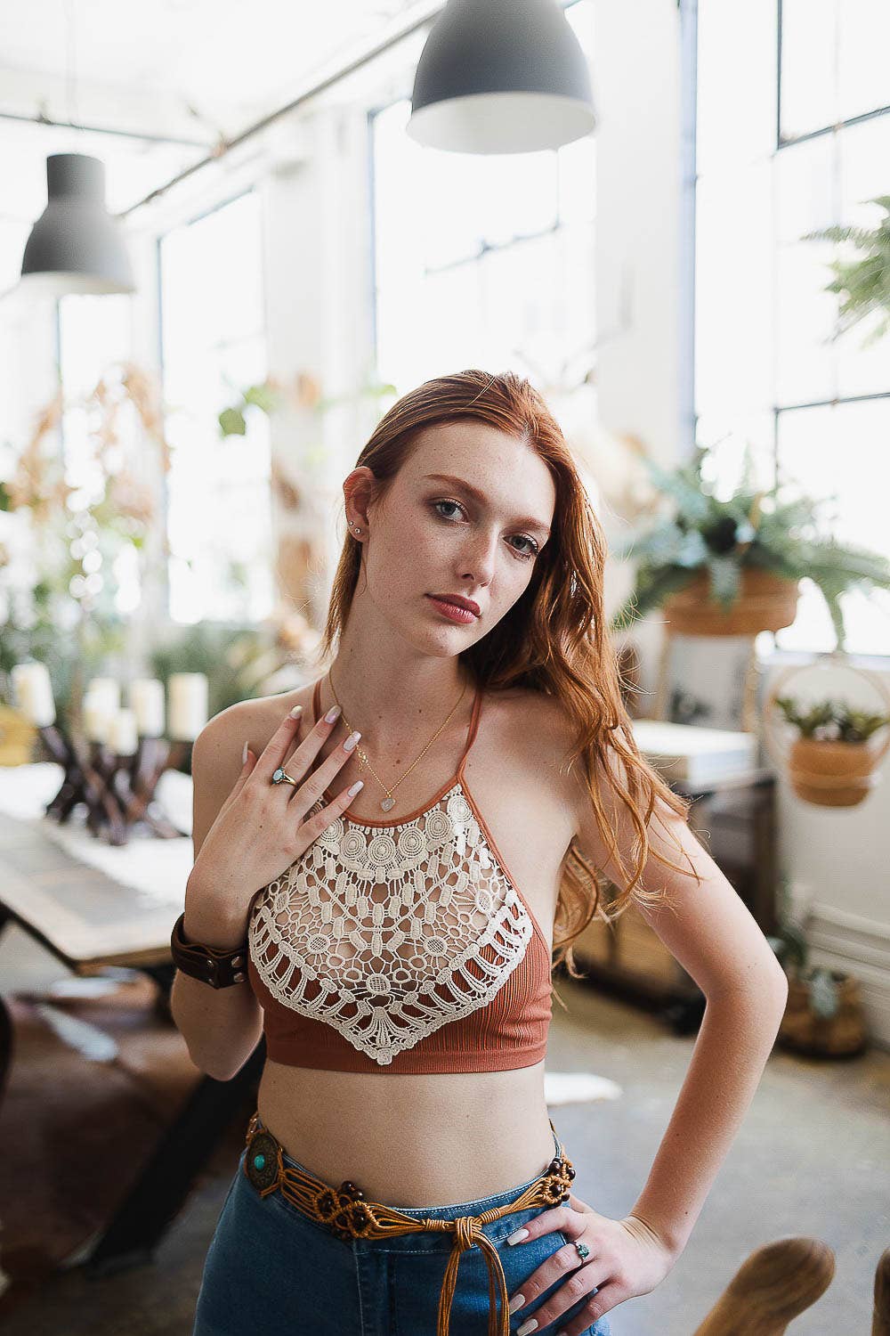 High Neck Crochet Top