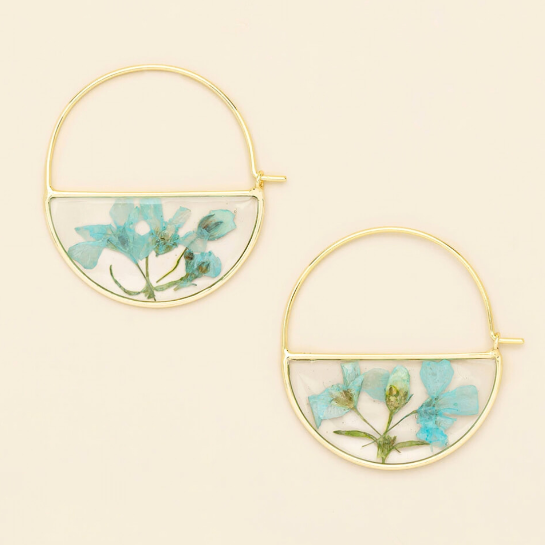 Pressed Flower Hoop Earring