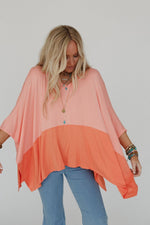 Everyday Sunset V Neck Top - Tangerine