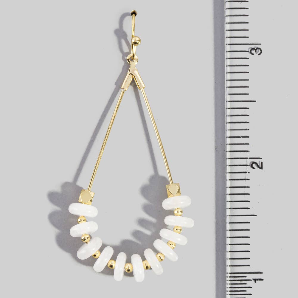 Genuine Stone Chip Triangle Wire Drop Earrings