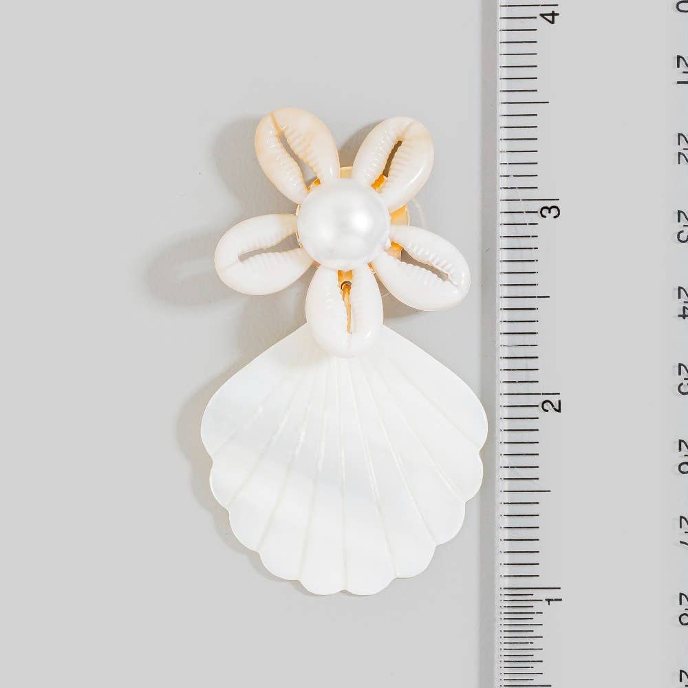 Flower Seashell Drop Earrings