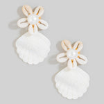 Flower Seashell Drop Earrings