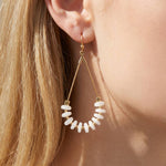 Genuine Stone Chip Triangle Wire Drop Earrings