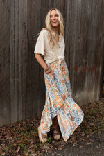 Beachy Floral Midi Skirt
