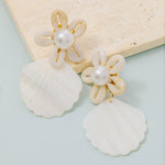 Flower Seashell Drop Earrings